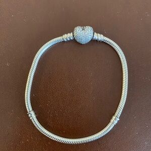 7.5” Pandora Silver Heart Bracelet